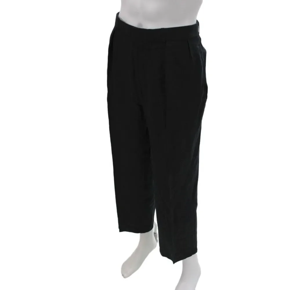 Polo Ralph Lauren Mens Dress Pants Black Linen Blend Solid Button Size 34